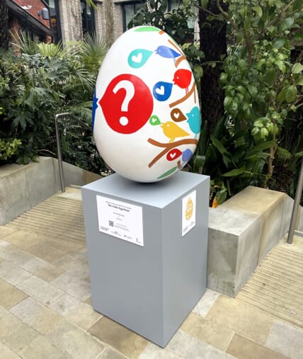 egg with question mark art piece